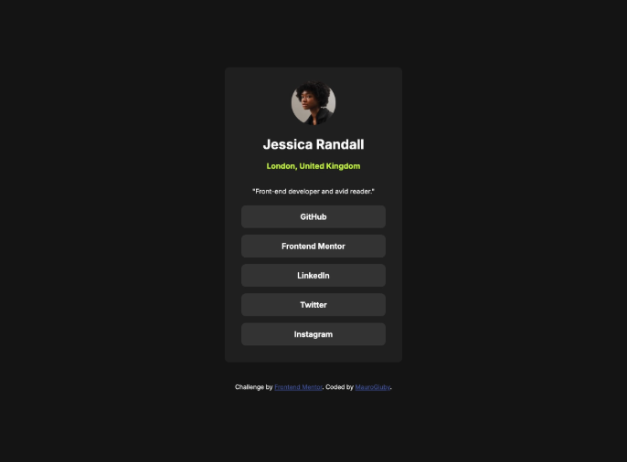 screenshot of social link profile